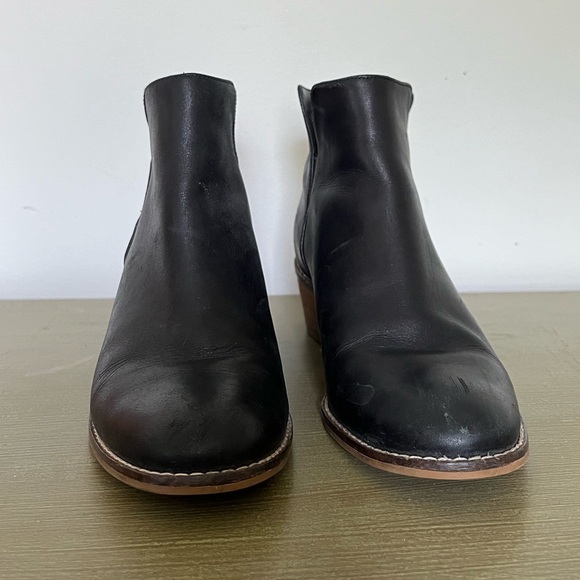Cole Haan Black Leather Ankle Booties with Wooden Block Heel Moto Boots Slip On - Picture 9 of 9